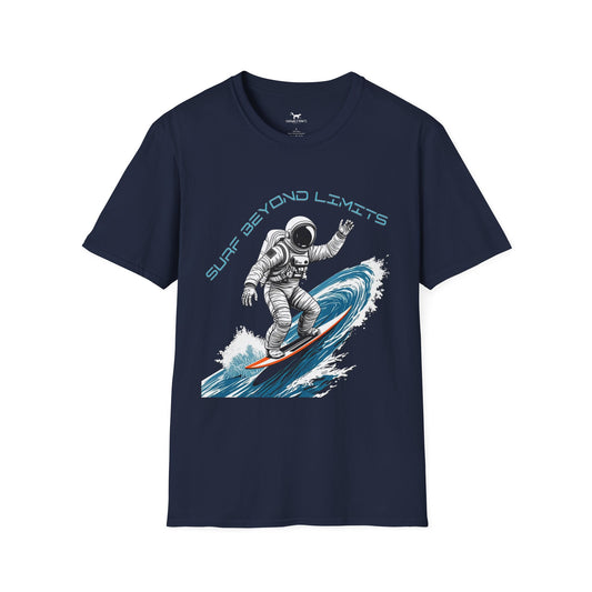 Surfing Astronaut Unisex T-Shirt - Beyond Limits & Chill Vibes Design